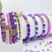 2000+Pcs Clay Beads Bracelet Kit With 160+Pcs Spacer Beads CCB Round Beads Flower Beads, Crystal Elastic Thread, Unique Colors Pink Blue Purple Green Friendship Bracelet Making Set For DIY Jewelry Making Craft Suppories Gift Valentines