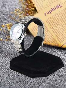 1個天鵝絨手錶展示架,1個c形手鐲展示架,1個防刮擦天鵝絨手錶展示架,1個黑色皮紋手鐲和珠寶展示架