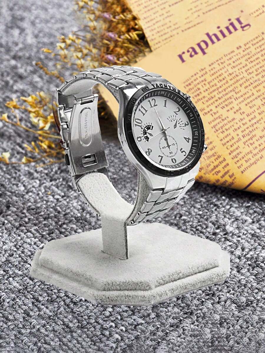 1入灰色天鵝絨手錶展架,1入手鐲展架,1入防刮絨毛手錶展示架,1入天鵝絨手鐲和珠寶展示架 - 灰色 - 查看 1