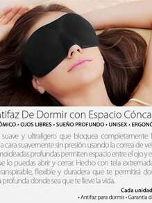 2Pz Antifaz 3d Ajustable Dormir Viaje Máscara Descansar Ojo Conjunto azul y negro Máscara Antifaz De Dormir Nocturna Para Descansar Ojos 3d - Negro - Ver 4