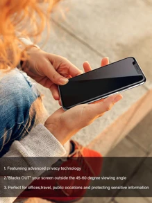 3pcs Anti-Spy Tempered Glass Screen Protector Compatible With Apple Devices, Anti-Peeping, Anti-Scratch, Anti-Collision, Compatible With IPhone X/XR/11/12/13/14/15/16/16 Plus/16 Pro/16 Pro Max/16e/17/17 Air/17 Pro/17 Pro Max Full Series - Black - View 9