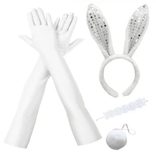 D EXCEED 4PCS Easter Women's Dress Up Ball Plush Glitter Rabbit Ears Headband Nightclub Headwear Halloween Dress Up Headwear Holiday Gift Brazil Carnival Accessories - Multicolor - View 6