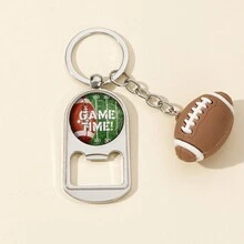 1入組男士玻璃時光足球造型設計便攜式開瓶器鑰匙扣包裝車鑰匙扣美式足球運動吊墜禮品 - 多色 - 查看 20