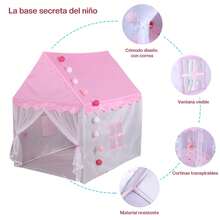 Tucorresi Casa de Campaña para Niñas - Carpa Castillo Princesa, Casitas Carpa de Juego para Niños, Juguete Interior Tienda de Jardin para niños,Portable Casitas Grandes Infantiles Interior(Rosa) - Rosa - Ver 4