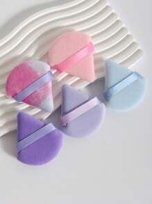 5pcs Triangle Shaped Velvet Powder Puff, Designed For Contouring, Under Eyes And Corners, Makeup Blender For Foundation Mixing Container, Suitable For All Skin Types. - Multicolor - View 1