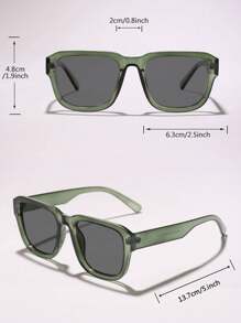 男士方形时尚眼镜，休闲時尚眼鏡，沙滩配饰，打造街头风造型，搭配毛衣、夹克、卫衣、连帽衫、皮裤和工装裤，适合夏季海滩度假、户外活动和旅行。 - 墨綠色 - 查看 4