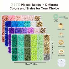 2000+Pcs Clay Beads Bracelet Kit With 160+Pcs Spacer Beads CCB Round Beads Flower Beads, Crystal Elastic Thread, Unique Colors Pink Blue Purple Green Friendship Bracelet Making Set For DIY Jewelry Making Craft Suppories Gift Valentines