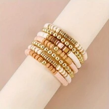 Kit De Brazaletes Con Más 2000 Piezas De Cuentas De Arcilla, Colores De Moda Rosa Melocotón Con Más De 140 Piezas De Cuentas Espaciadoras Y Redondas De Ccb, 2 Hilos Elásticos De Cristal, Conjunto De Hacer Brazaletes De Amistad Para La Fabricación De Joyas Diy, Suministros De Artesanía Y Regalo