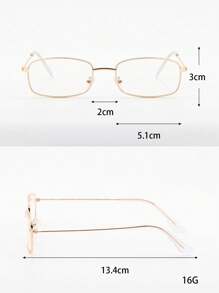 1 件小方形眼镜框窄脸金丝镀金超轻白铜矩形眼镜透明眼镜配件 - 金色 - 查看 5