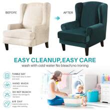 Wing Chair Covers Stretch 2Pcs/Set Wingback Armchair Chair Cover Slipcover Sofa Protector For Home Decoration - Dark Green - View 8