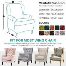 Wing Chair Covers Stretch 2Pcs/Set Wingback Armchair Chair Cover Slipcover Sofa Protector For Home Decoration - Dark Green - View 2