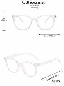 1 Pc Men's Classic Rice Nail Square Back To School Flat Eyeglasses Clear Glasses Accessories - Clear - View 5