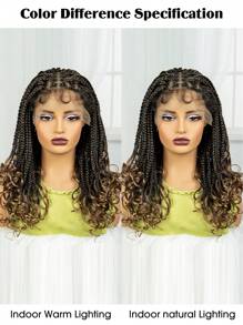 Lace Front Boho Box Braided Wigs With Cruls Ends Short Knotless Box Braid Wig For Women  Braided Lace Front Wig - Two-Tone - View 10