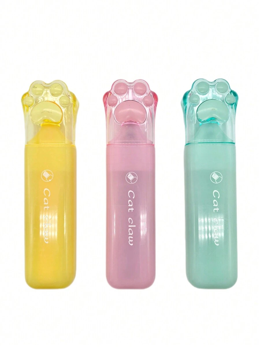3 Piezas de Marcatextos Diseño Pata de Gato Kawaii - Multicolor - Ver 1