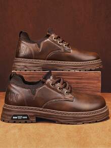 Nam Giải trí Cổ thấp Không thấm nước Da Giày dép , Cổ điển Retro Nam Da Giày dép , Ngoài trời Đúng mốt Linh hoạt Chính thức Giày dép , Đúng mốt Linh hoạt Giày ống , Nam Lớn Đầu Da Giày dép , Nam Giày bốt ngắn , Giày cưới Đối với Phù rể , Da giả Nam Giày dép , Nam Giày dép - màu nâu - Xem 2