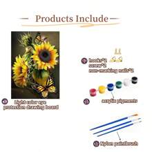 1 套成人數位繪畫,11.81x15.74 英寸,diy 成人數字油畫布面丙烯顏料,蝴蝶和向日葵數字油畫,無框裝飾油畫 - 無框-30*40 - 查看 4