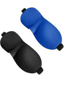 2Pz Antifaz 3d Ajustable Dormir Viaje Máscara Descansar Ojo Conjunto azul y negro Máscara Antifaz De Dormir Nocturna Para Descansar Ojos 3d - Negro - Ver 2