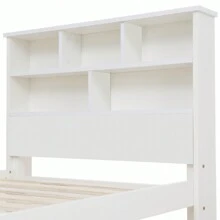 Sweiko Sweiko Łóżko z litego drewna, łóżko pojedyncze z półką na książki, szufladami i ramą z listew, łóżko sosnowe, 90*200cm,Łóżko pojedyncze z litego drewna z szufladami i ramą z listew, półka na książki dla nastolatków i dorosłych Łóżko dziecięce, 90x200cm Biały