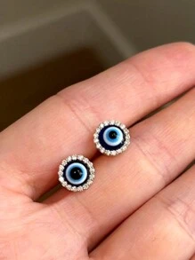 1Pair 925 Sterling Silver Evil Eye Studs Earring 18K Gold Plated Tiny Cartilage Tragus Small Cute Screw Back Hypoallergenic Studs For Women Daily Wear Wedding Party Engagement Valentine's Day