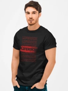 Camiseta Slim Fit Algodão Liferock Preta Premium Estampada Casual