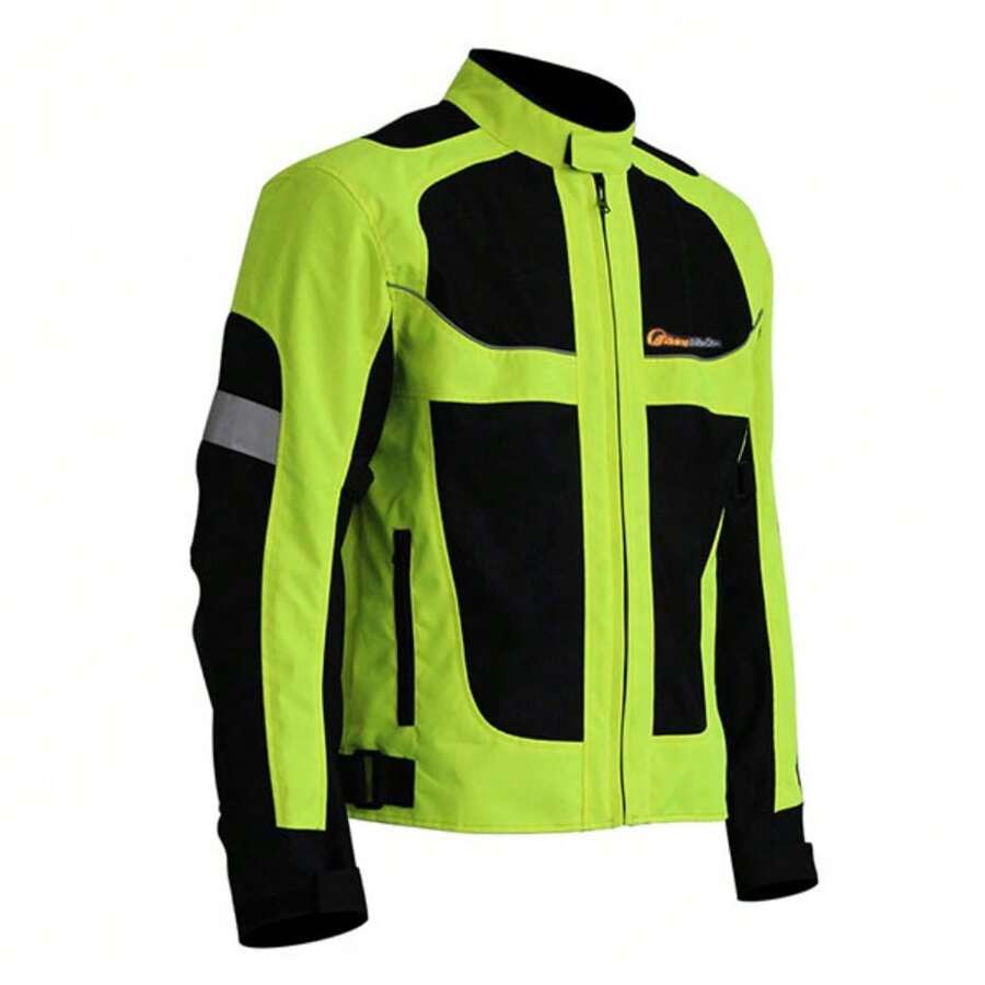 NEW Motorcycle Motorcross MX Armor Touring Sport Bike Textile Jacket Black Green - Green - View 1