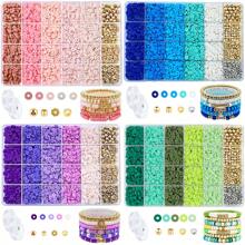2000+Pcs Clay Beads Bracelet Kit With 160+Pcs Spacer Beads CCB Round Beads Flower Beads, Crystal Elastic Thread, Unique Colors Pink Blue Purple Green Friendship Bracelet Making Set For DIY Jewelry Making Craft Suppories Gift Valentines
