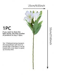 1pc Plastic Simulated Flowers 3 Blooms 2 Fruits Lily, Simple Lily Flower Suitable For Flower Arrangement, Floral Decor, Indoor Vase, Garden, Window Sill, Wedding, Party, Graduation, Thanksgiving, Father's Day, 23.22 Inches - White - View 3