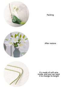 1pc Plastic Simulated Flowers 3 Blooms 2 Fruits Lily, Simple Lily Flower Suitable For Flower Arrangement, Floral Decor, Indoor Vase, Garden, Window Sill, Wedding, Party, Graduation, Thanksgiving, Father's Day, 23.22 Inches - White - View 4