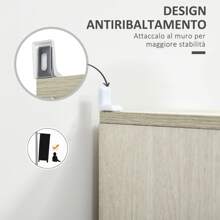 HOMCOM Mobile Bagno in Legno con 2 Armadietti, Cassetto Centrale e Ripiani Regolabili, 34x34x150cm, Color Legno - Beige - Visualizzare 8