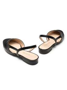 Women's Flats Shoes Square Toe Low Heel Slingback Flats Dressy Casual Work Office Party Dress - 黑色 - 查看 4