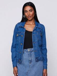 Women Denim Jackets & Coats - 中等水洗藍 - 查看 2