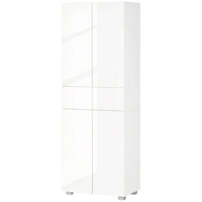  HOMCOM Buffet de cuisine avec 4 portes, 2 tiroirs et des étagères réglables dans un style moderne 60 x 35 x 170 cm laqué blanc