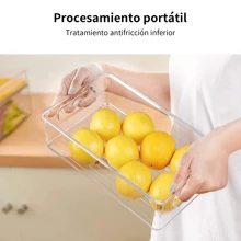 Organizadores de Refrigerador, 6 Pack Organizador de Nevera de plástico Transparente, contenedores de plástico transparente para refrigerador apilables, para nevera, armarios, encimeras y despensa - Blanco - Ver 4