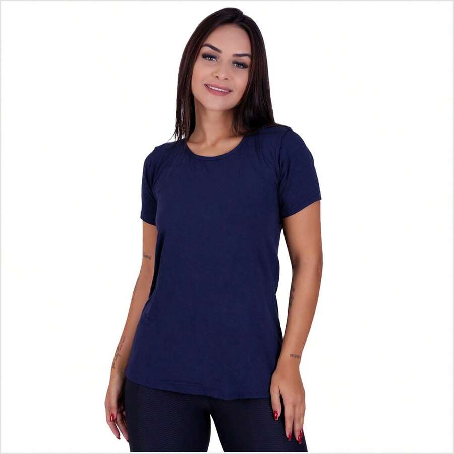 Women Basic Tops - 藏蓝色 - 查看 1