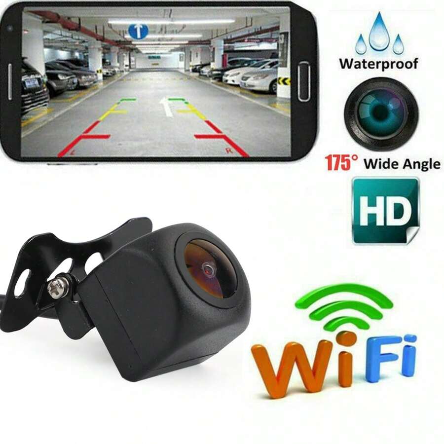 175° WiFi Car Rear View Cam Backup Wireless Camera Fit For IPhone Android - Black - View 1