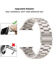 1 Dây đeo đồng hồ kim loại Starlight ba hạt dành cho nam và nữ, tương thích với Apple Watch Series 11/10/9/8/SE/7/6/5/4/3/2/1/Ultra 3/2/1, tương thích với S10/S11, Phụ kiện dây đeo đồng hồ thời trang có thể điều chỉnh cho 46mm 49mm 40mm 44mm 45mm 41mm 42mm 38mm, Dây đeo đồng hồ thông minh có thể đảo ngược với khóa nâng cao, Dây đeo cổ tay thay thế bằng thép không gỉ bền, Vòng đeo tay cao cấp cho văn phòng/tiệc tùng/đeo hàng ngày, Quà tặng ngày lễ cho anh ấy/cô ấy (Giáng sinh/Sinh nhật/Kỷ niệm), Tương thích với Apple Watch, Dây đeo đồng hồ cho đồng hồ thông minh, Phụ kiện dây đeo cổ tay cao cấp cho tập luyện thể thao hoạt động ngoài trời - Màu be - Xem 3