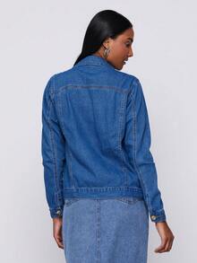 Women Denim Jackets & Coats - 中等水洗藍 - 查看 4