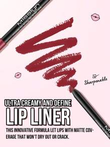 Misslyn 持久显色唇线笔，浓郁持久唇色，凝胶唇线笔，可削尖，顺滑易涂，打造自然妆效，可用卷笔刀削尖，高显色度，打造自然唇妆，持久顺滑超细，哑光唇线笔，不晕染，Y2K妆容，适合派对、海滩、旅行、度假、露营、户外活动，玫瑰色 - 04 - 查看 6