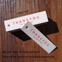 50pcs Personalized Thank You Gift Tags For Dear Souvenirs, Party Favors, Recognitions, Celebrations, Thank You Labels With 10m Jute Twine - Red Thank You - View 3