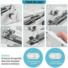 1 Pieza Mini Máquina de Coser Portátil de Mano, Máquina de Costura Manual para Uso Doméstico - Blanco - Ver 4