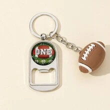 1入組男士玻璃時光足球造型設計便攜式開瓶器鑰匙扣包裝車鑰匙扣美式足球運動吊墜禮品 - 多色 - 查看 21