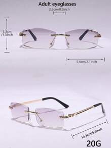 男士无框透明镜片眼镜，时尚百搭，适合日常佩戴 - 無色 - 查看 4