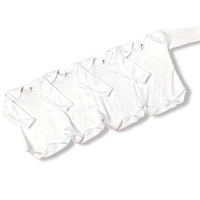 4 pack de Pañaleros o bodys  Manga Larga y fabricados 100% en Algodón Para Bebé de 0 hasta 36 meses
