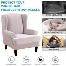 Wing Chair Covers Stretch 2Pcs/Set Wingback Armchair Chair Cover Slipcover Sofa Protector For Home Decoration - Light Grey - View 4