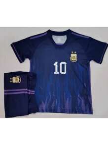 Conjunto Uniforme De Fútbol Con Playera Y Short Para Niños - Morado - Ver 8