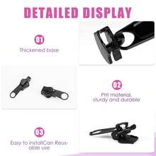 Pack Of 30 Zip Slider Replacement, Zipper Replacement, Zip Pendant, Non-Slip Zipper Tag, Removable Zip Pull Fixer Replacement Slider For Jackets, Suitcases, Backpacks Black Replacement Sliders Zip Sliders(Three Different Sizes) - Black - View 5
