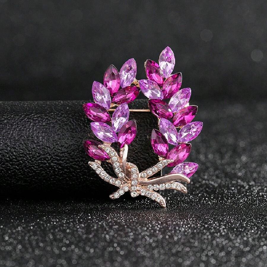 Fashionable Opal Stone Flower Brooch Pin Garment Accessories Birthday