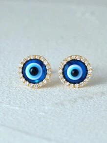 1Pair 925 Sterling Silver Evil Eye Studs Earring 18K Gold Plated Tiny Cartilage Tragus Small Cute Screw Back Hypoallergenic Studs For Women Daily Wear Wedding Party Engagement Valentine's Day