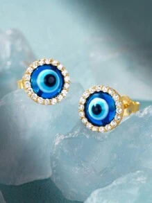 1Pair 925 Sterling Silver Evil Eye Studs Earring 18K Gold Plated Tiny Cartilage Tragus Small Cute Screw Back Hypoallergenic Studs For Women Daily Wear Wedding Party Engagement Valentine's Day