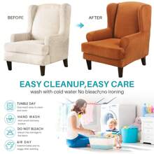 Wing Chair Covers Stretch 2Pcs/Set Wingback Armchair Chair Cover Slipcover Sofa Protector For Home Decoration - Orange - View 8